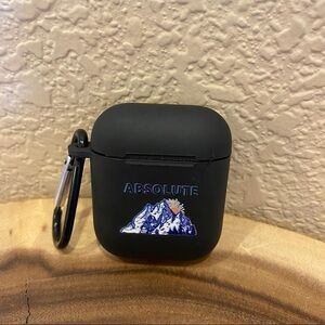 AirPods case cover black mountain scene with hook absolute
